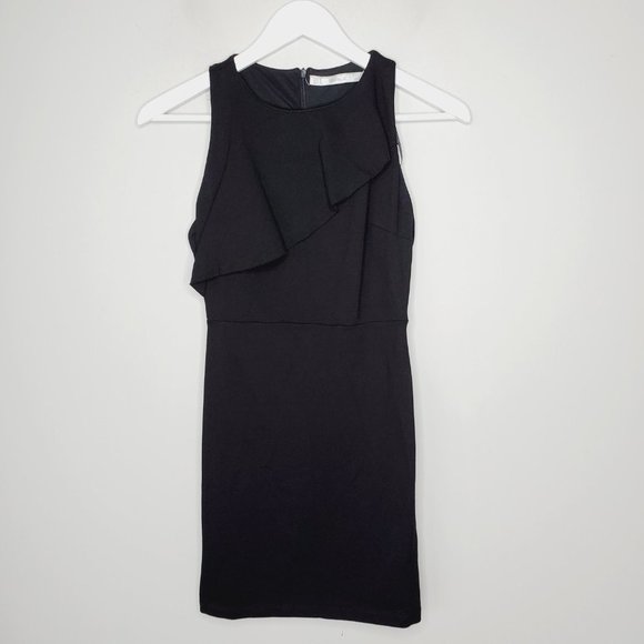 Zara Trafalduc Bodycon Dress Stretch Ruffle Cocktail Black S - Picture 13 of 13